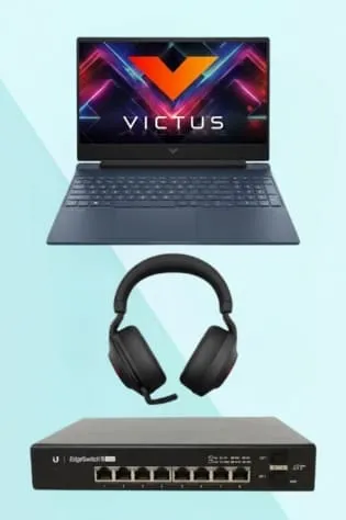 Data center administrator working on a laptop